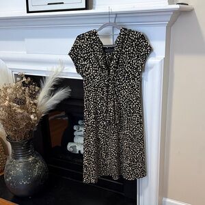Connected apparel Black Dress with Cream Spot Print